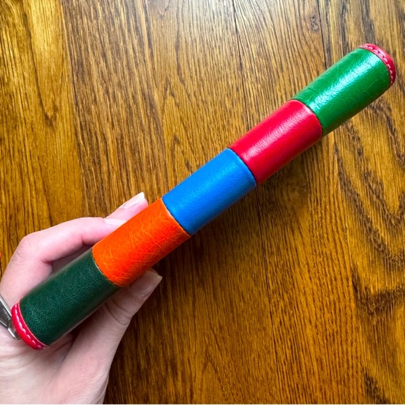 🔥Balenciaga🔥Multicolor Striped Leather Bazar Zip Around Wallet - Picture 7 of 11